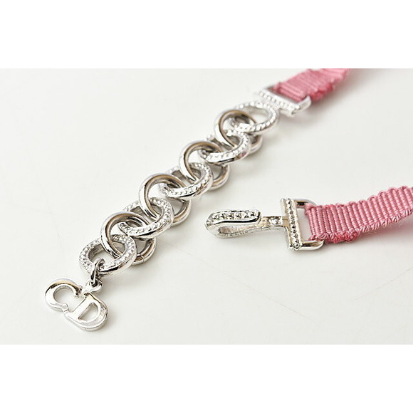 Christian Dior Dior Pink Silver Rhinestone Necklace Choker - Picture 3 of 7